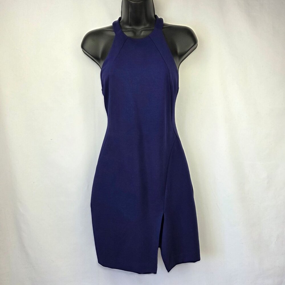 Halston Heritage Blue-Purple Halter Back Cutout Sheath Dress Size 0